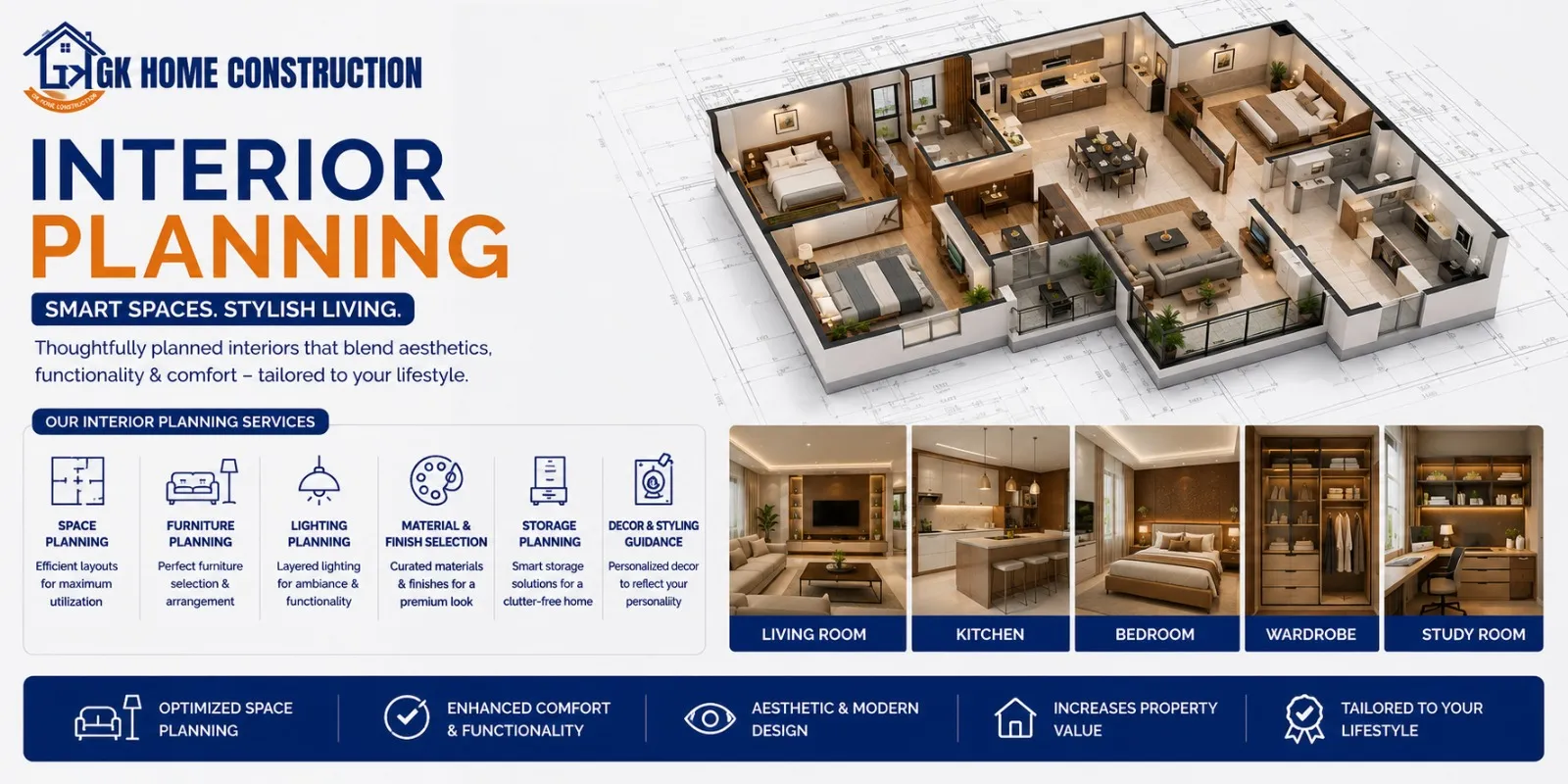 Interior Planning services in GK Home Construction